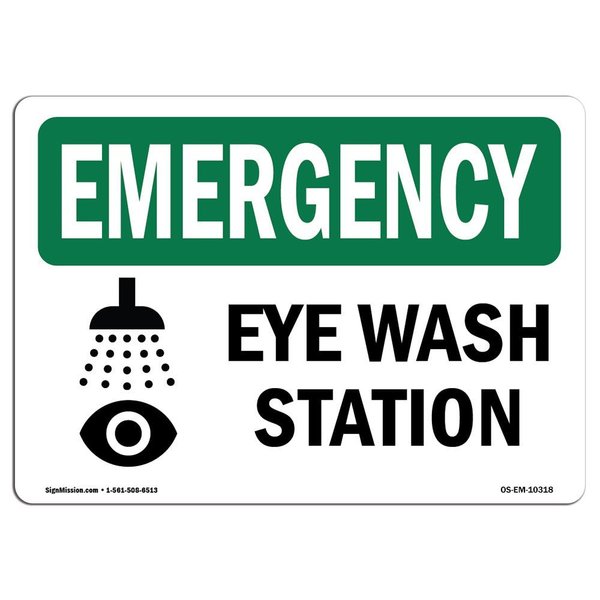 Signmission Safety Sign, OSHA EMERGENCY, 12" Height, Eye Wash Station, Landscape OS-EM-D-1218-L-10318
